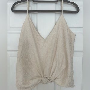 NEW: ASTR Janis Textured knot front Cami- Color:Cream Size: Small